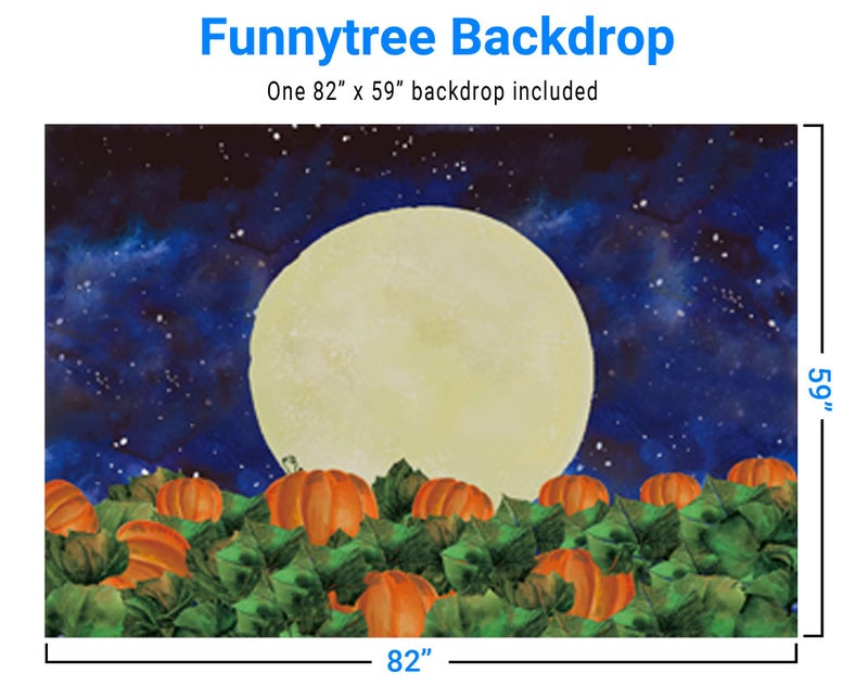 Funnytree 7x5FT Halloween Pumpkin Field Photography Backdrop for Kids Birthday Party Banner Starry Sky Night Moon Background Photo Booth - Image 3